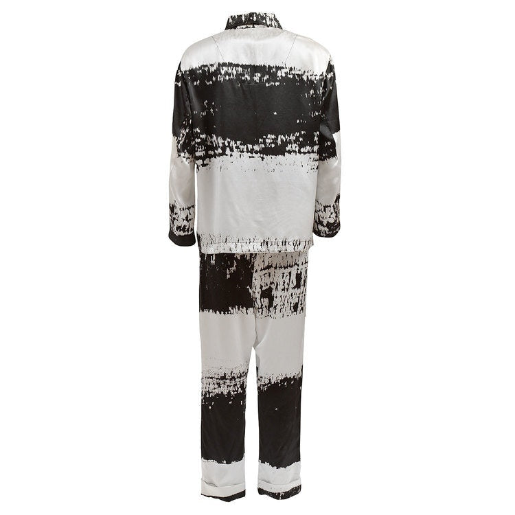 All Day Silk Set -  Monochrome Stripe