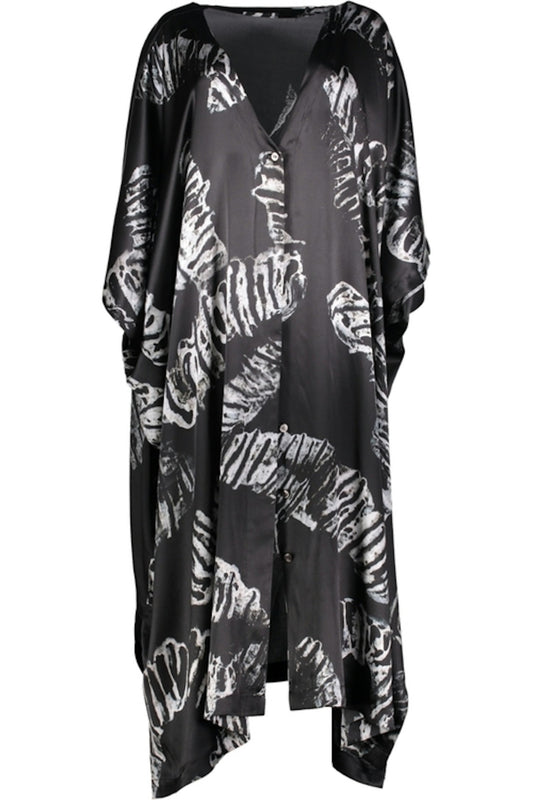 Black & Silver Silk Moth Sidenkaftan