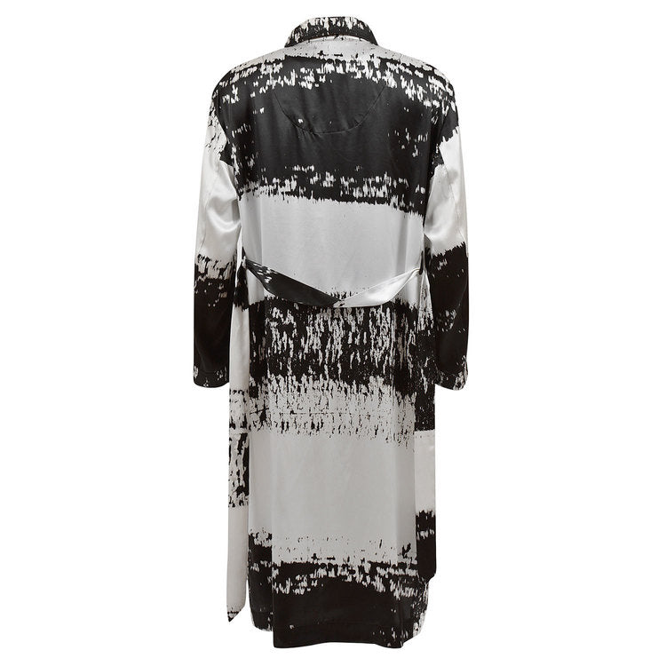 Monochrome Stripe silk robe Women