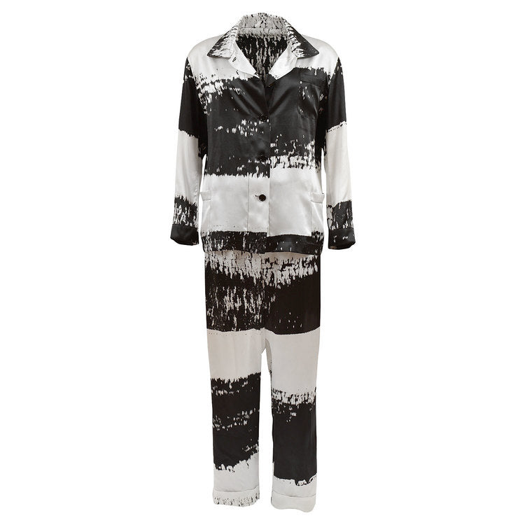 Monochrome Stripe silk shirt Women