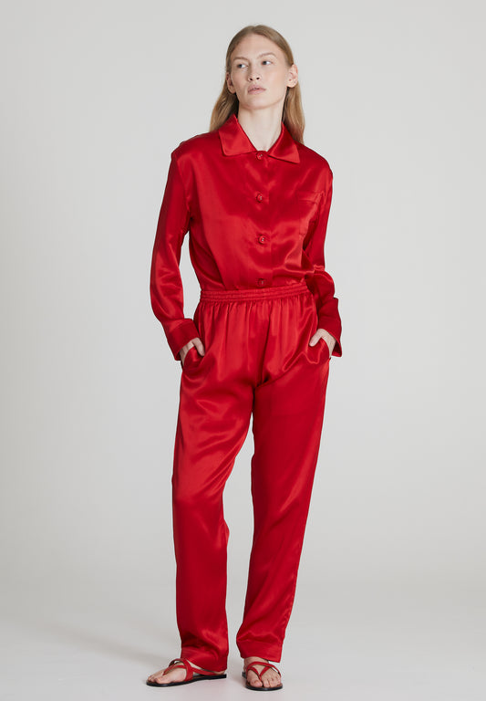 All Day PJ Silk Set - Radiant Red